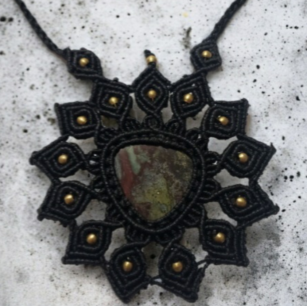 Bloodstone Macrame Necklace